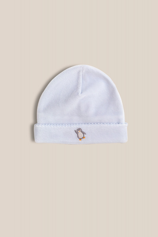 gorro plush penguins celeste