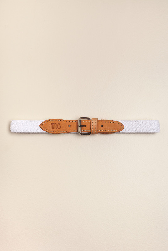 cinto elastizado cuero natural blanco