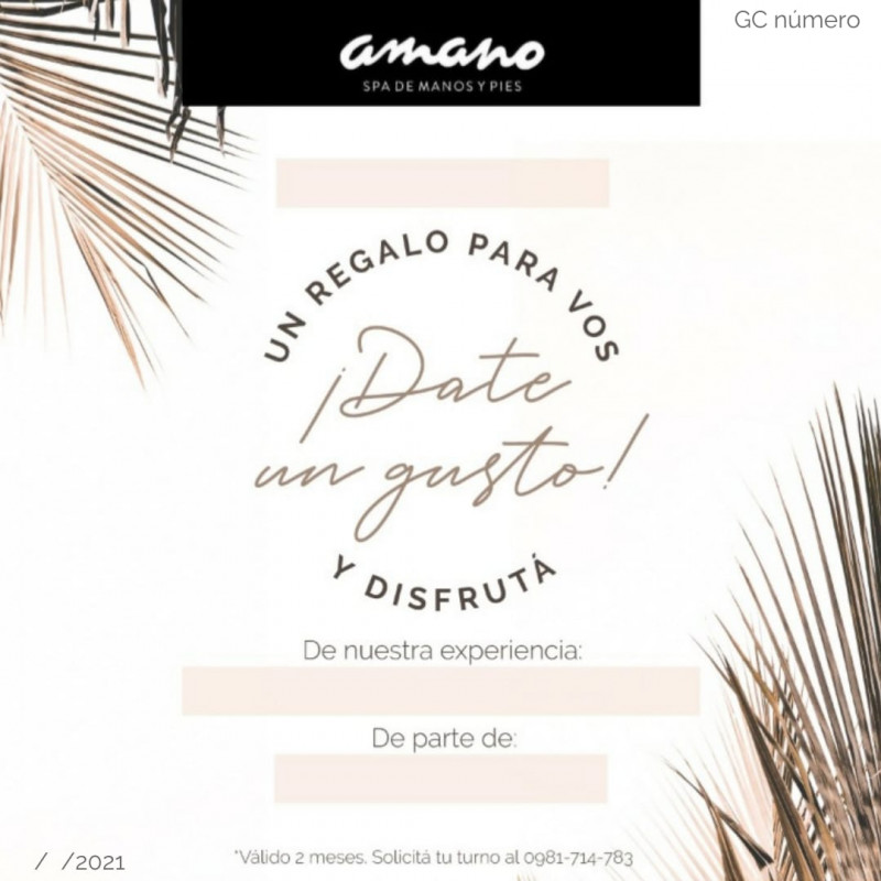 Gift Card Amano Spa de manos y pies - combo Shellac Deluxe