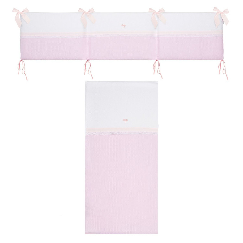 Chichonera y edredon cuna 140 venecia b/rosa