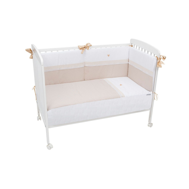 chichonera y edredon cuna 120  venecia b/lino