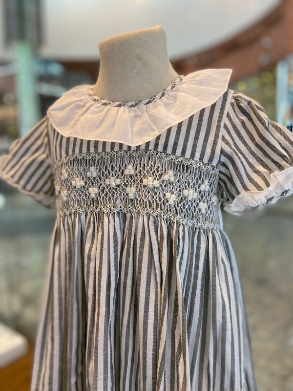 Vestido smock rayado noche