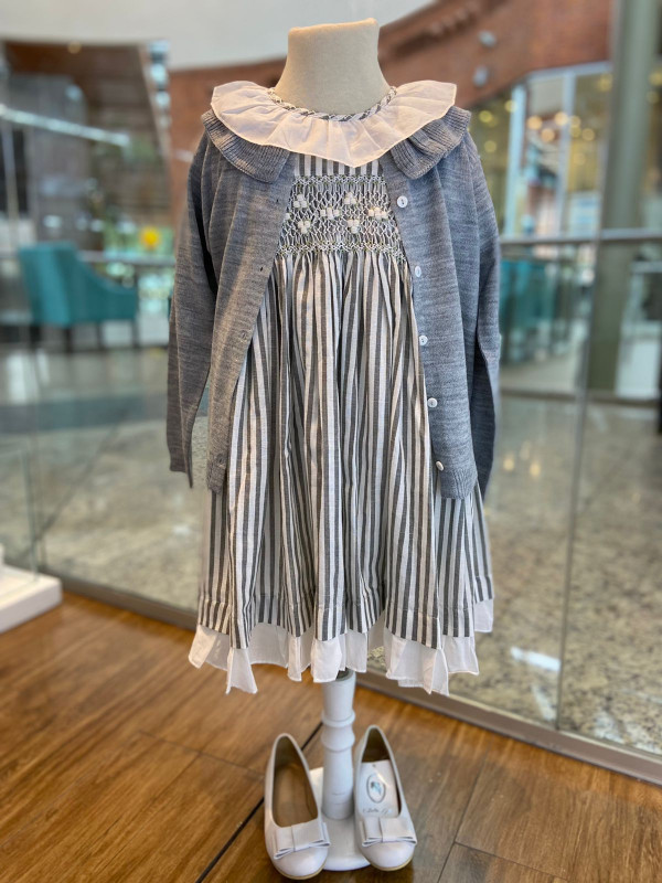 Vestido smock rayado noche