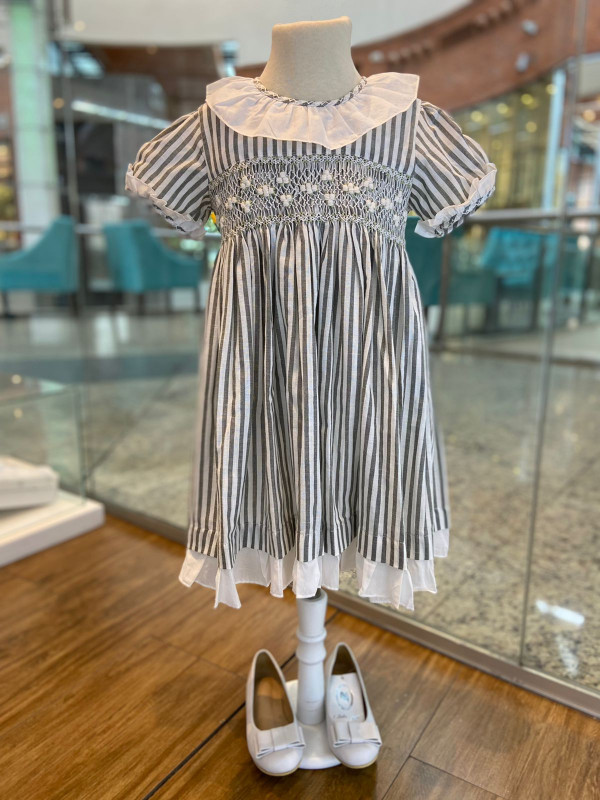 Vestido smock rayado noche