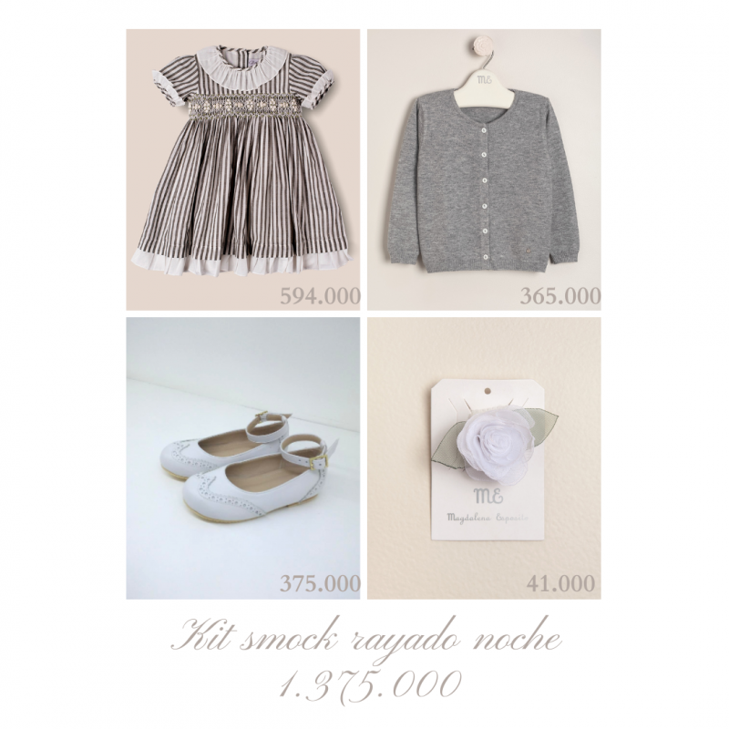 Vestido smock rayado noche