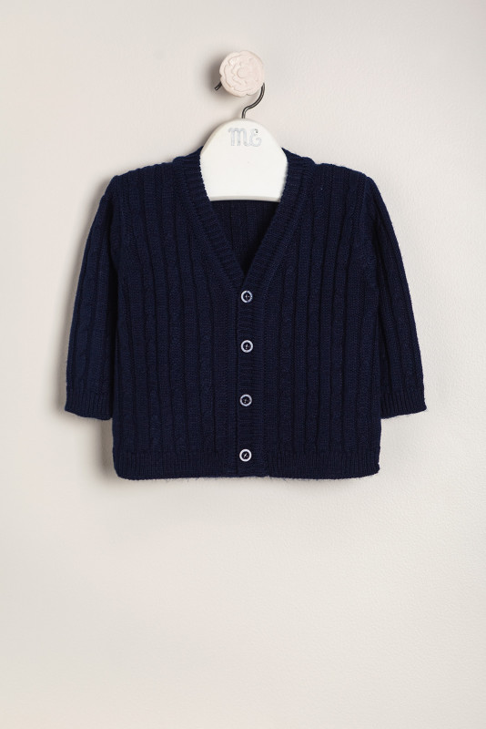 saco basico con trenzas escote en v azul