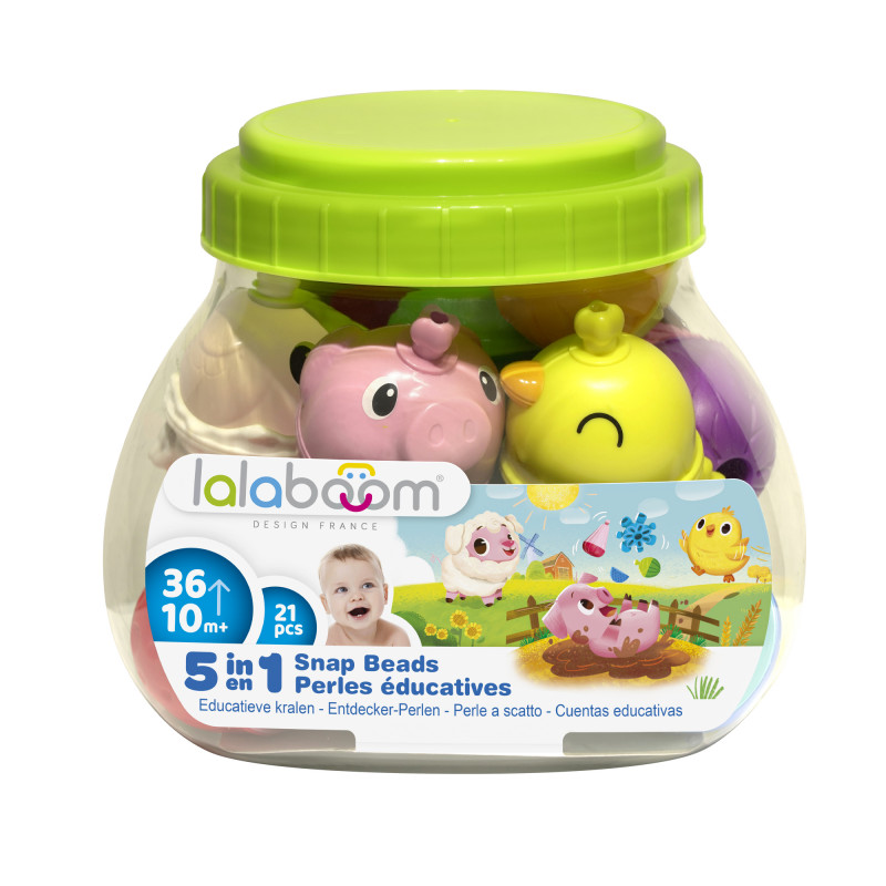 Frasco 5 en 1 con 21 oeizas animales de granja - Lalaboom