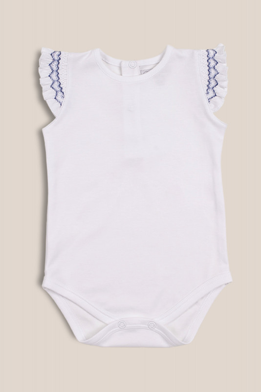 body manga smock rayas azul