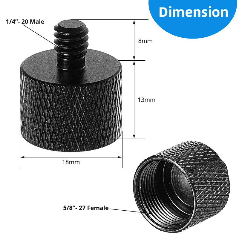 Adaptador de rosca 5/8" hembra a 1/4" macho para soporte de micr贸fono Adaptador de rosca 5/8" hembra a 1/4" macho para soporte de micr贸fono