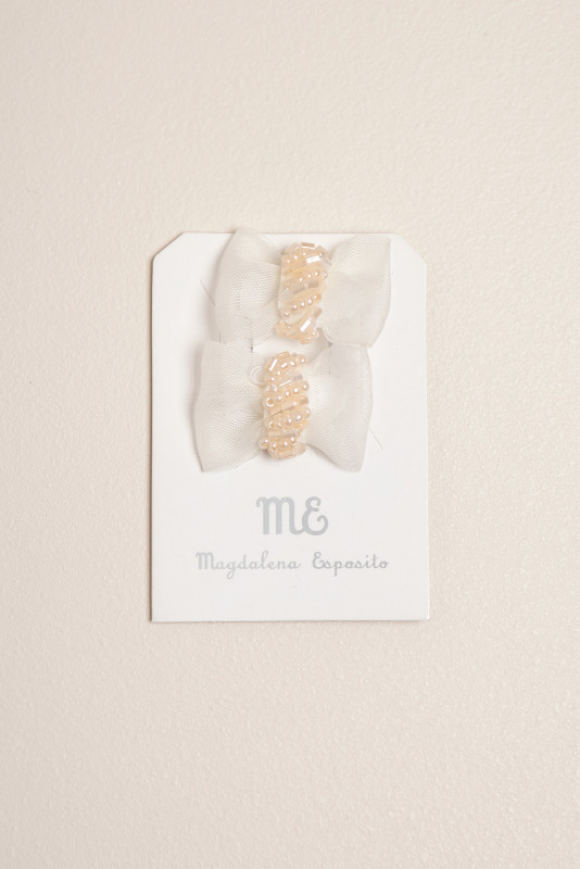 par de moño con velcro crudo