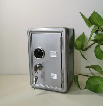 CAJA DINERO MINI CAJA FUERTE GRIS