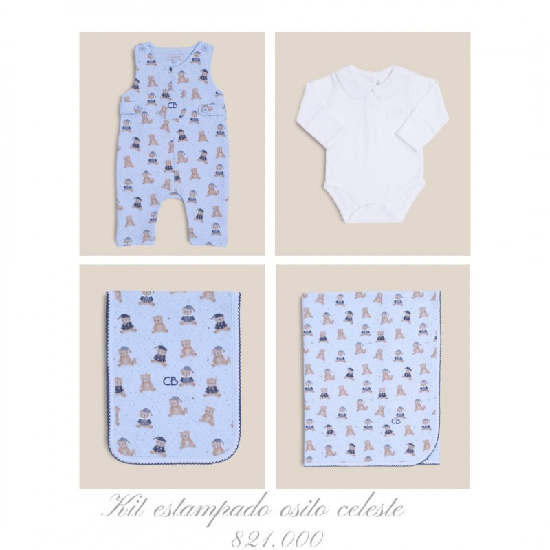 jardinera estampado ositos celeste