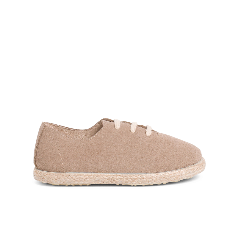 zapatillas cordones serraje y yute beige