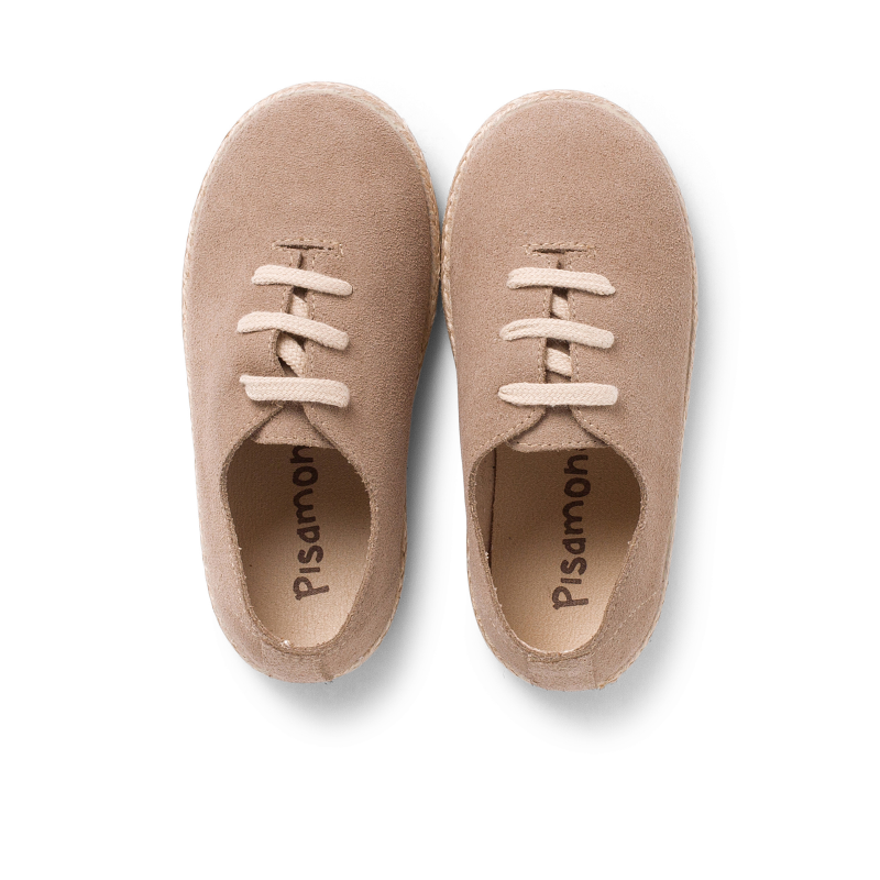 zapatillas cordones serraje y yute beige