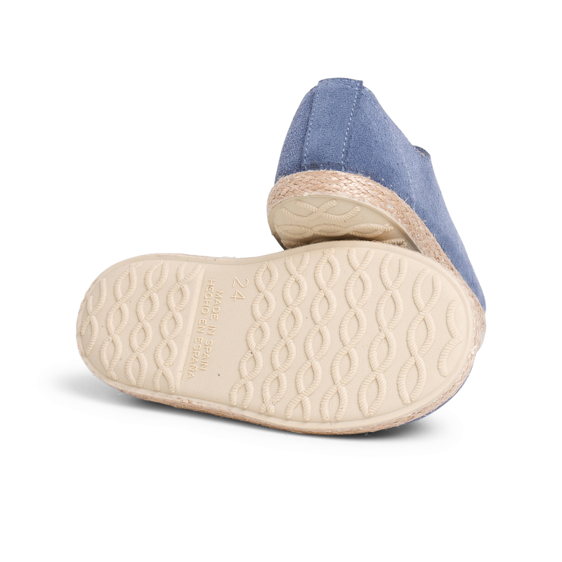 zapatillas cordones serraje y yute azul
