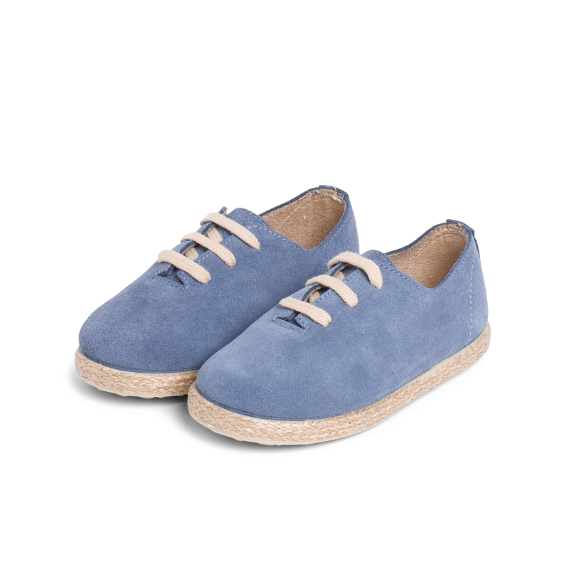 zapatillas cordones serraje y yute azul