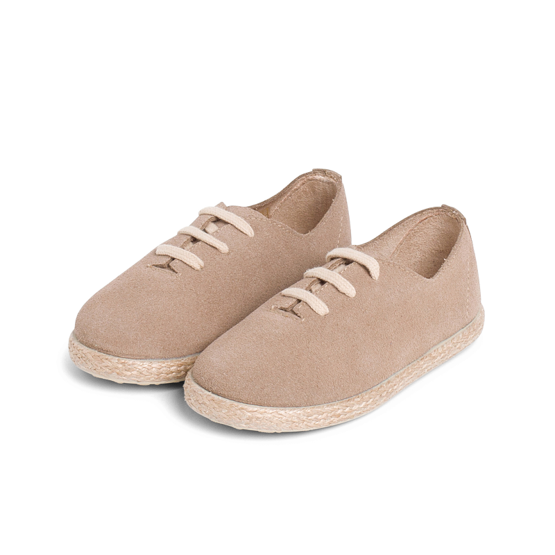 zapatillas cordones serraje y yute beige