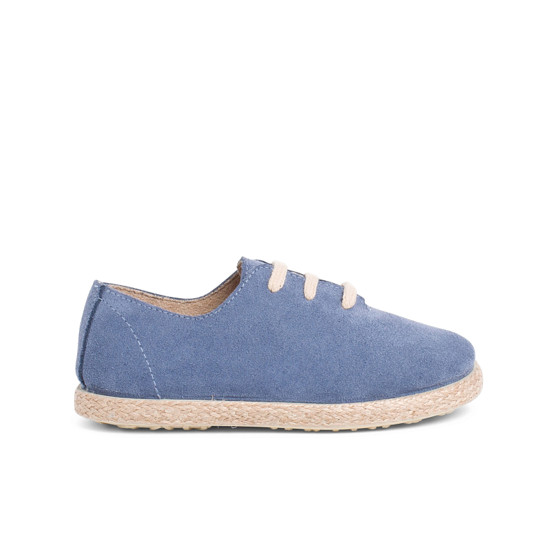 zapatillas cordones serraje y yute azul