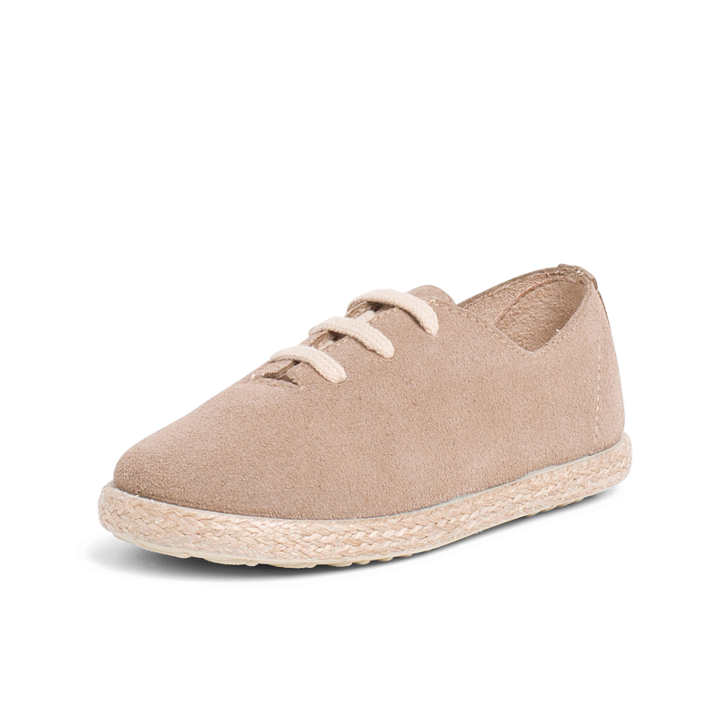 zapatillas cordones serraje y yute beige
