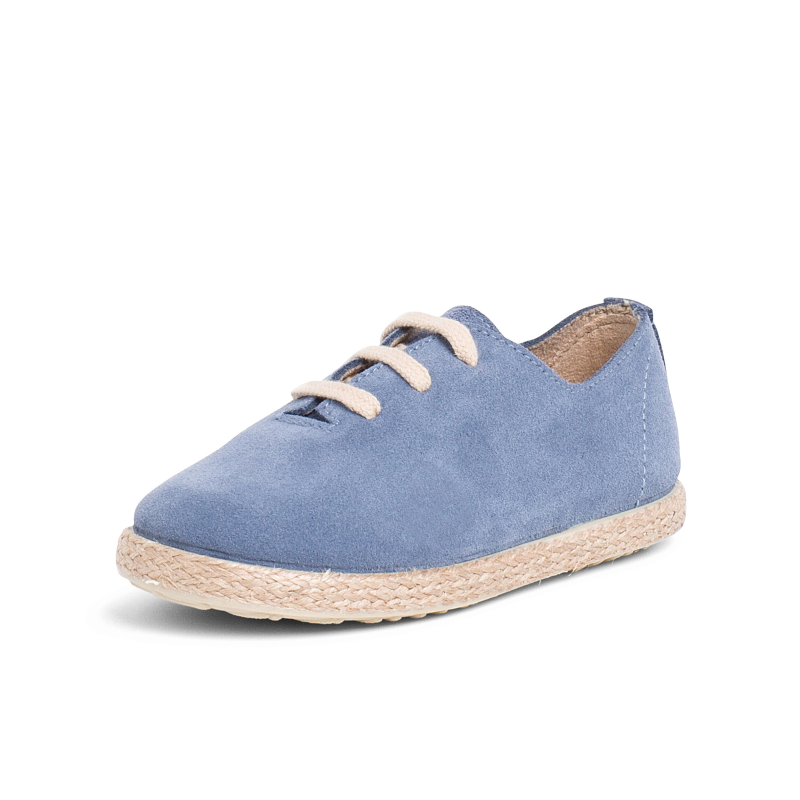 zapatillas cordones serraje y yute azul