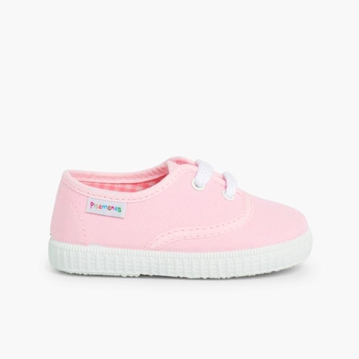 zapatillas niños de cordones rosa