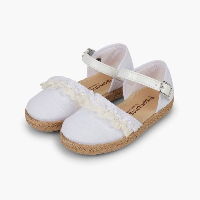 alpargata hebilla puntilla y yute blanco