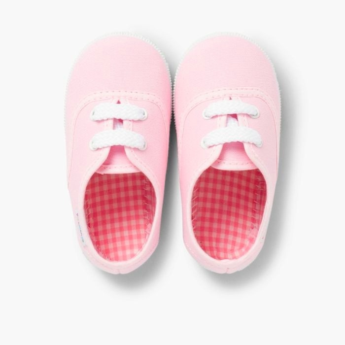 zapatillas niños de cordones rosa
