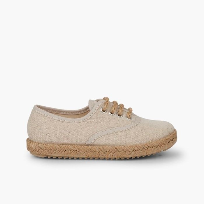 zapatillas niños cordones yute beige