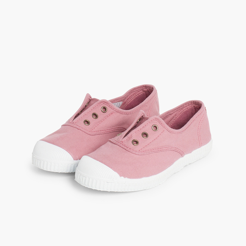 zapatilla lona punta goma rosa