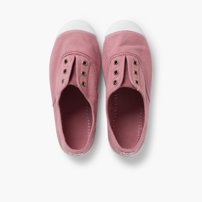 zapatilla lona punta goma rosa