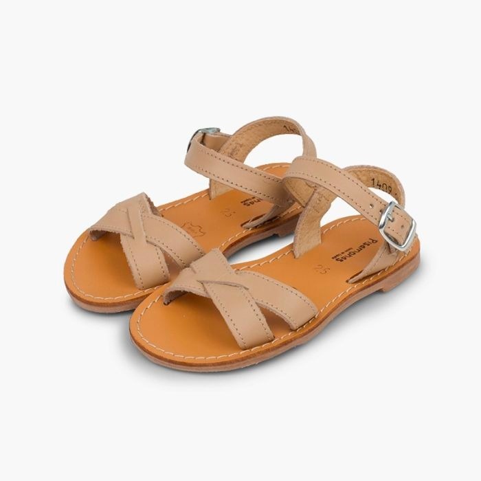 sandalia piel lisa cruzada arena