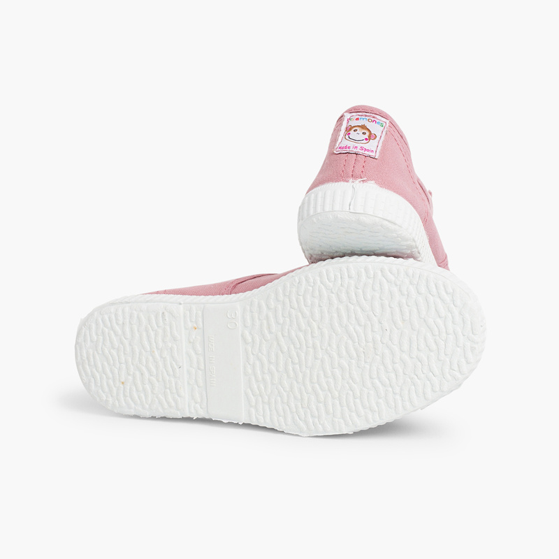 zapatilla lona punta goma rosa