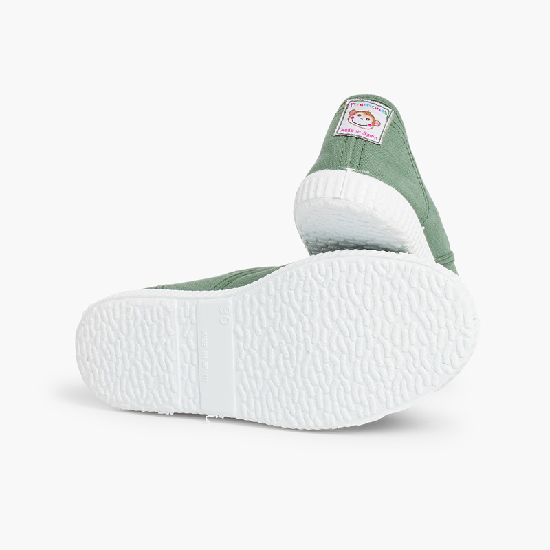 zapatilla lona punta goma verde helecho