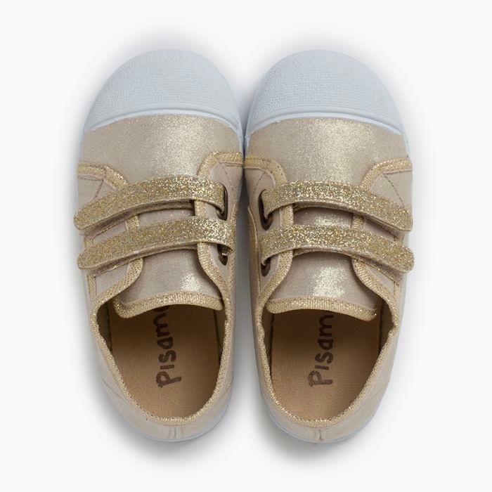 zapatillas blanditas doble tira brillos plata