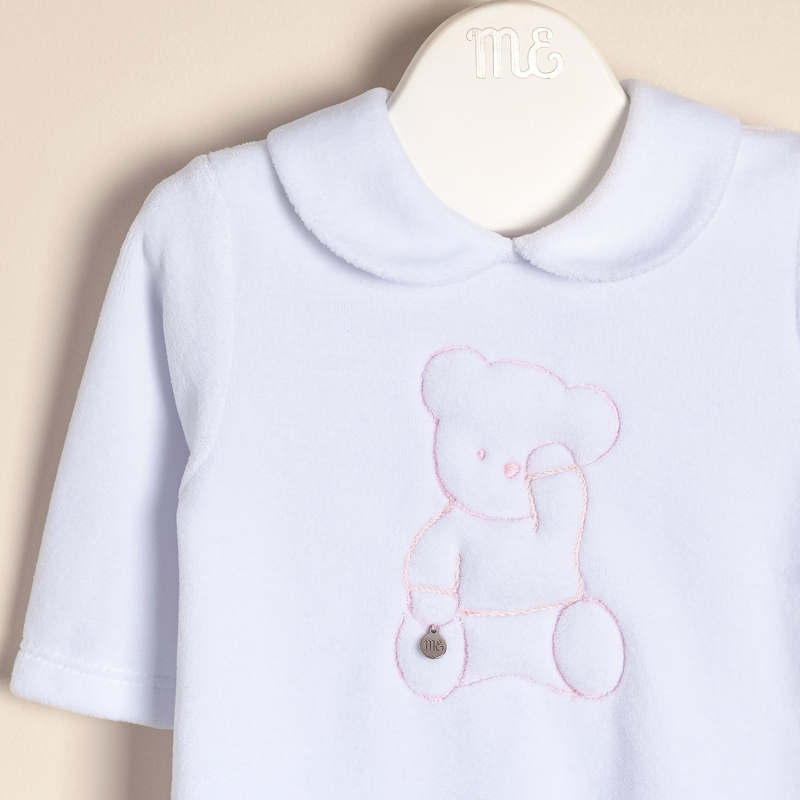 enterito plush bord osito bco/rosa