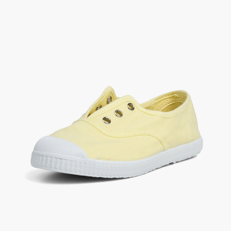 zapatilla lona punta goma amarillo