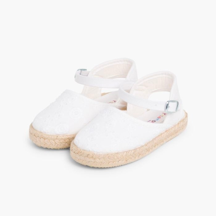 alpargatas para niñas con hebilla blanco