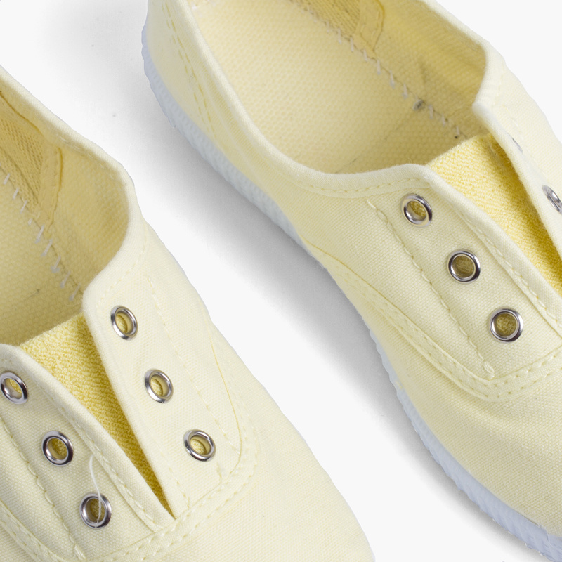 zapatilla lona punta goma amarillo