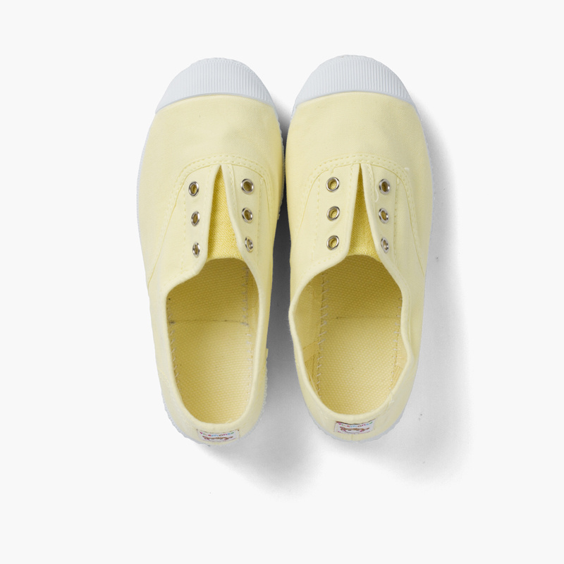 zapatilla lona punta goma amarillo