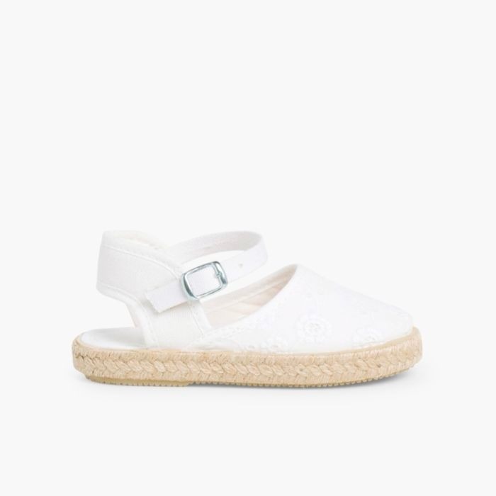 alpargatas para niñas con hebilla blanco