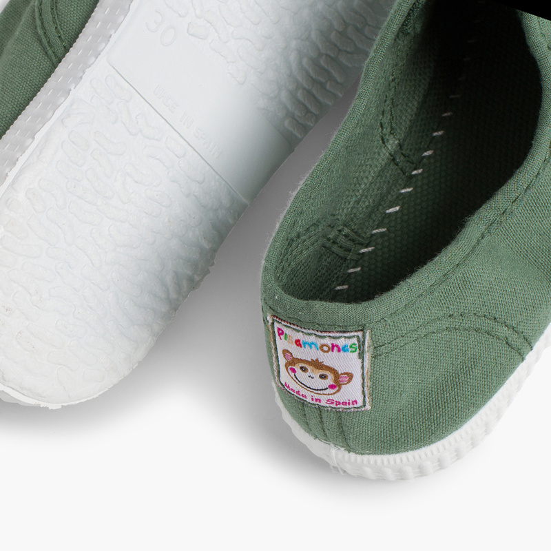 zapatilla lona punta goma verde helecho