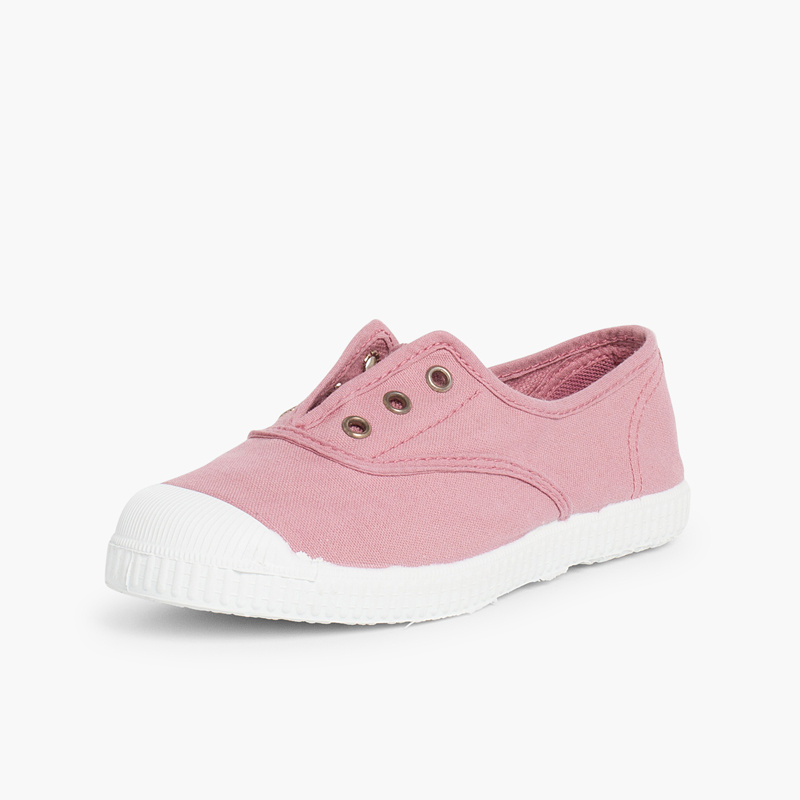 zapatilla lona punta goma rosa