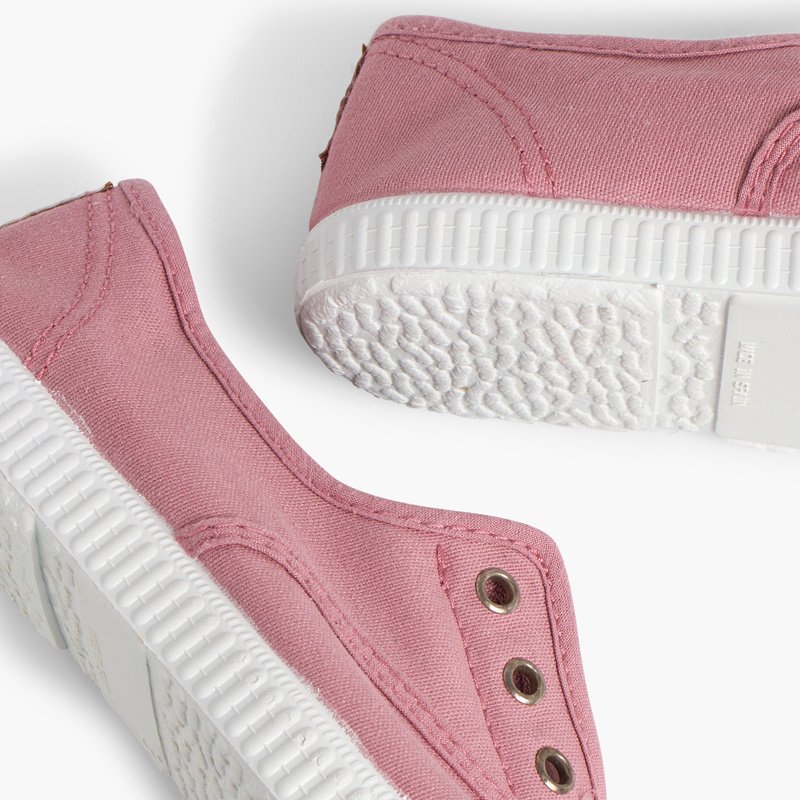 zapatilla lona punta goma rosa