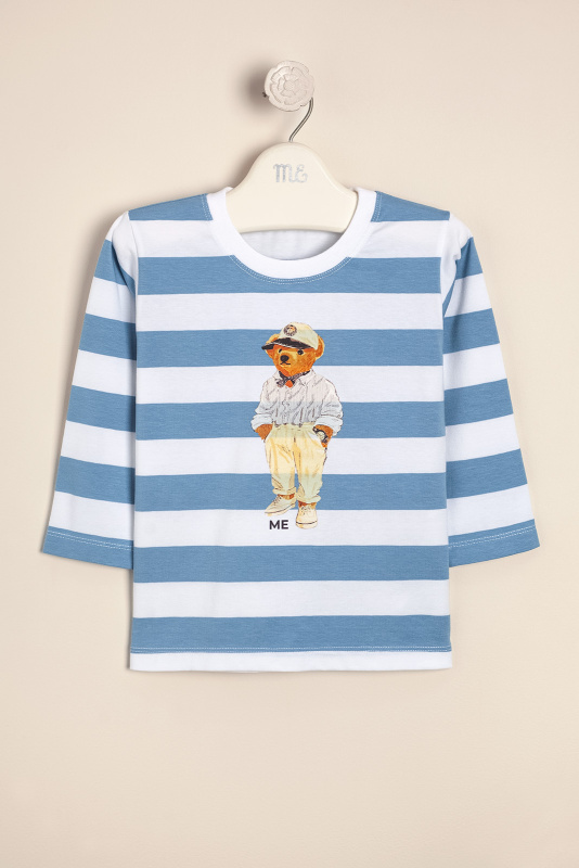 remera rayada estamp polo bear bco/celeste