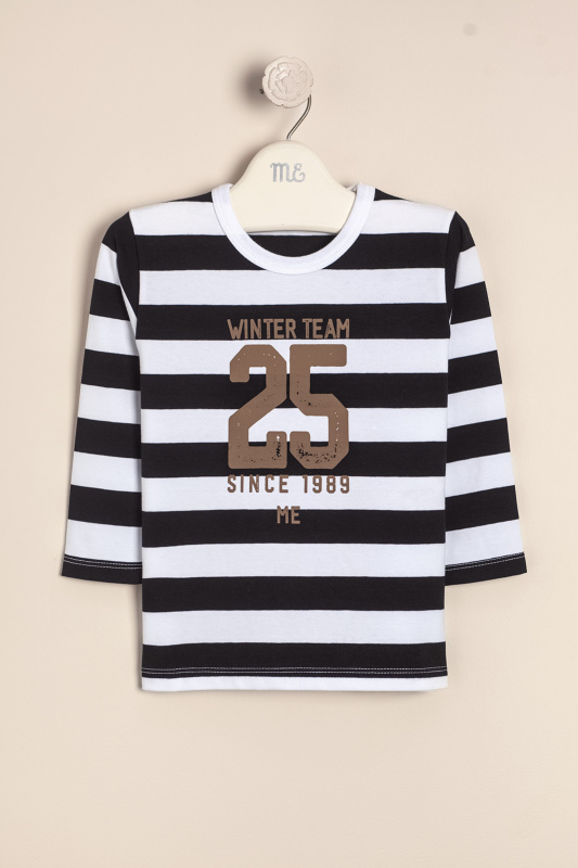 remera rayada estamp bco c/negro