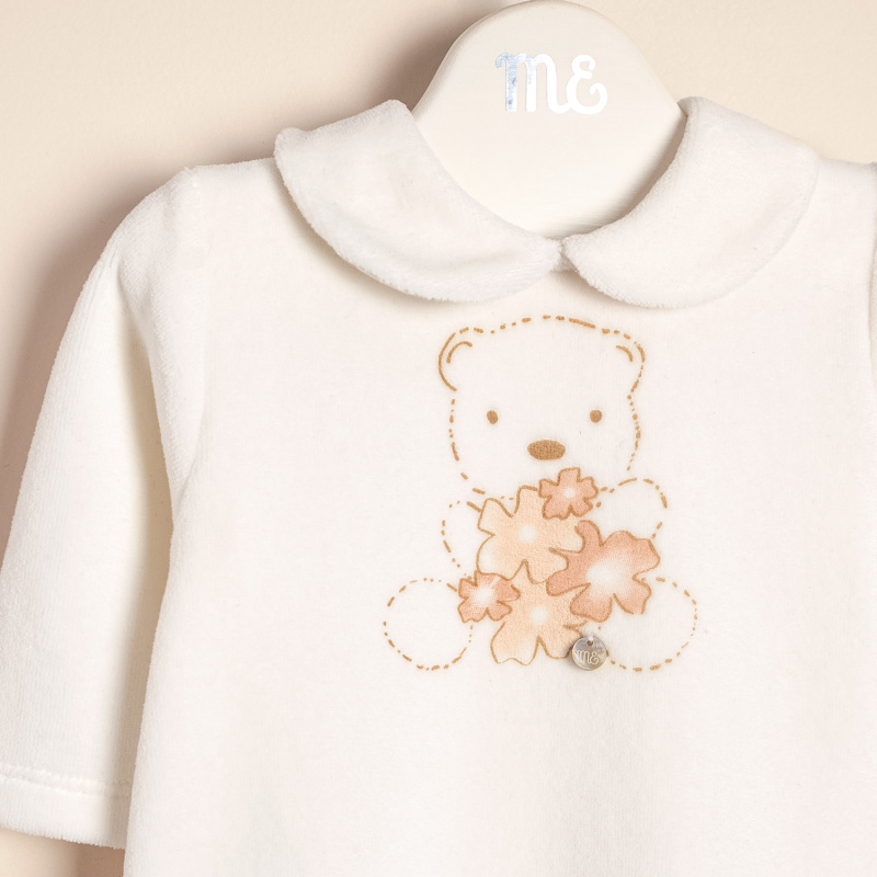 enterito plush estamp oso con flores crudo