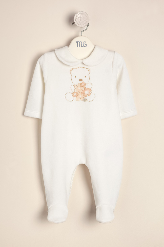 enterito plush estamp oso con flores crudo