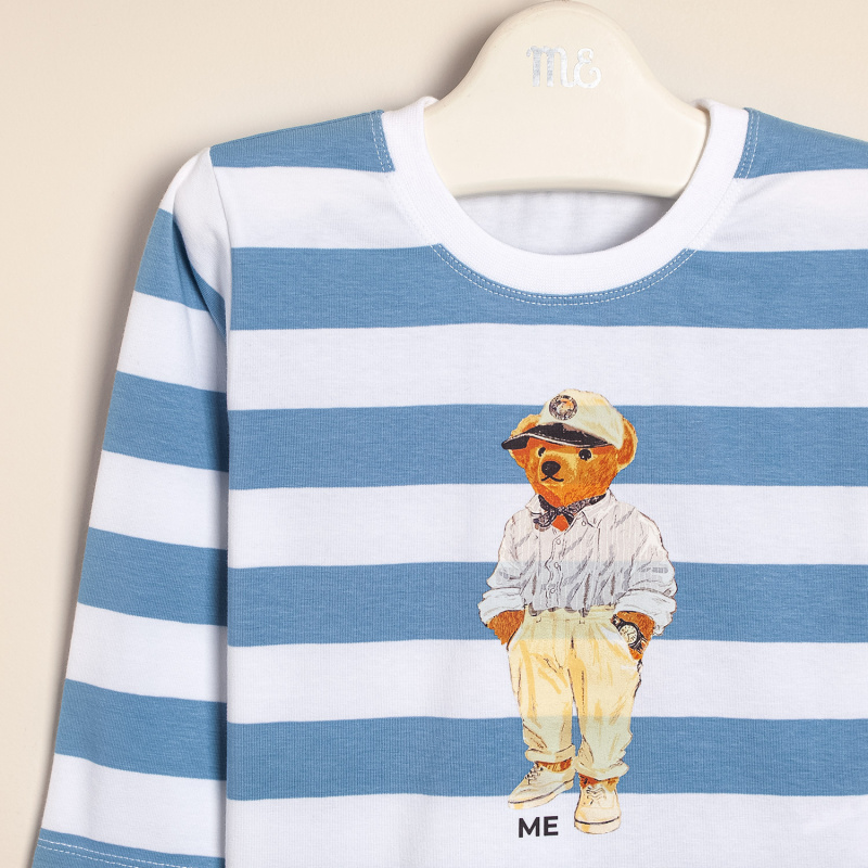 remera rayada estamp polo bear bco/celeste