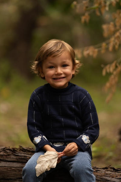 sweater jaquard caritas de osos azul