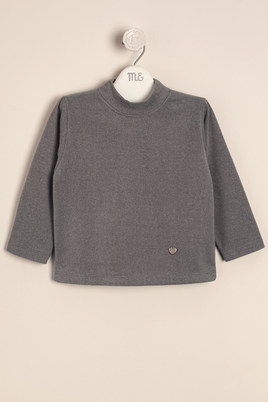 media polera de flecee gris